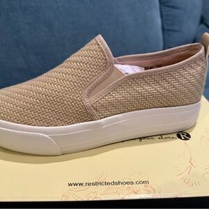 Restricted Women's Beige Woven Slip-On Sneakers